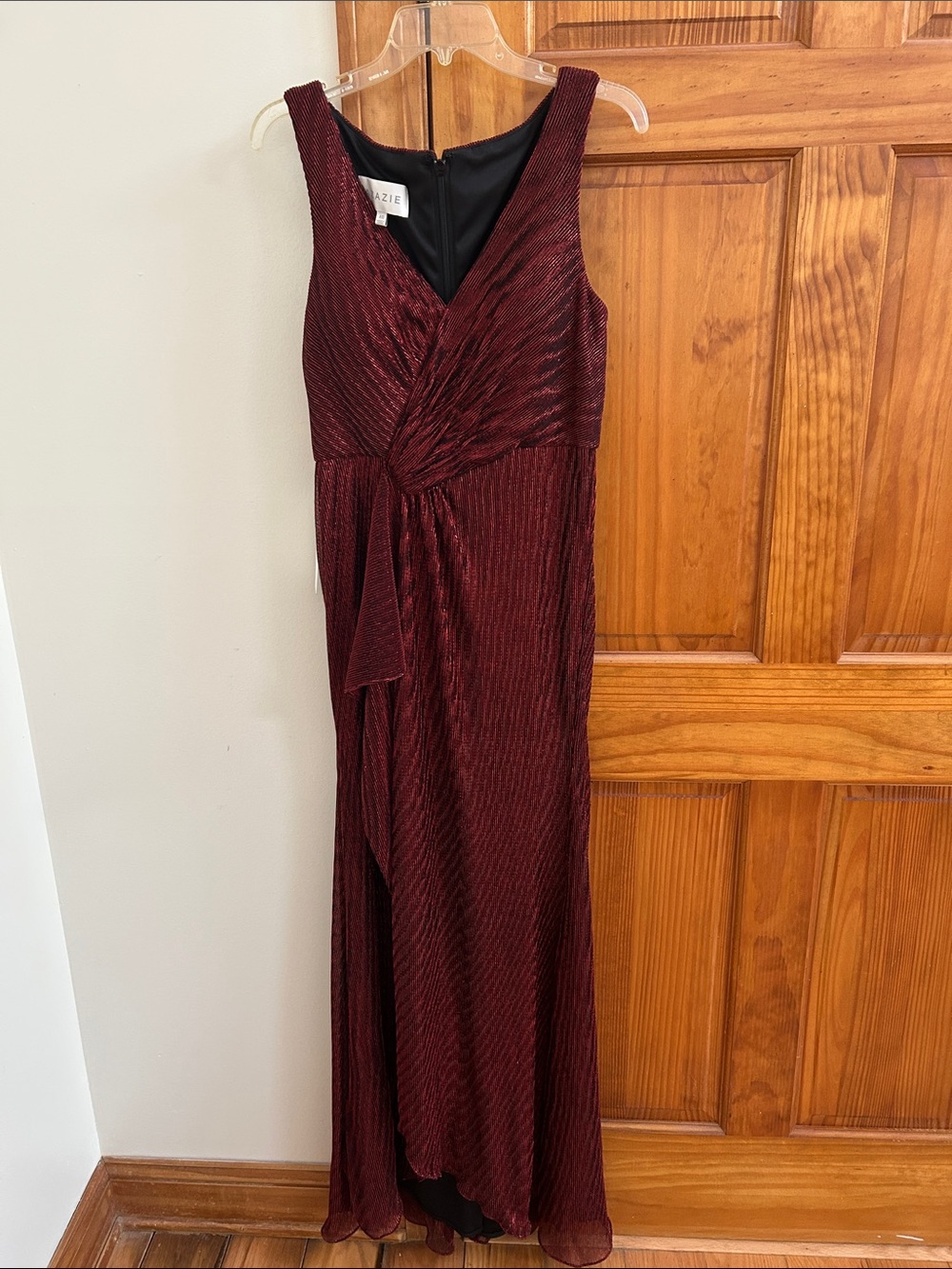Grazie Wine Red V-Neck Maxi Dress